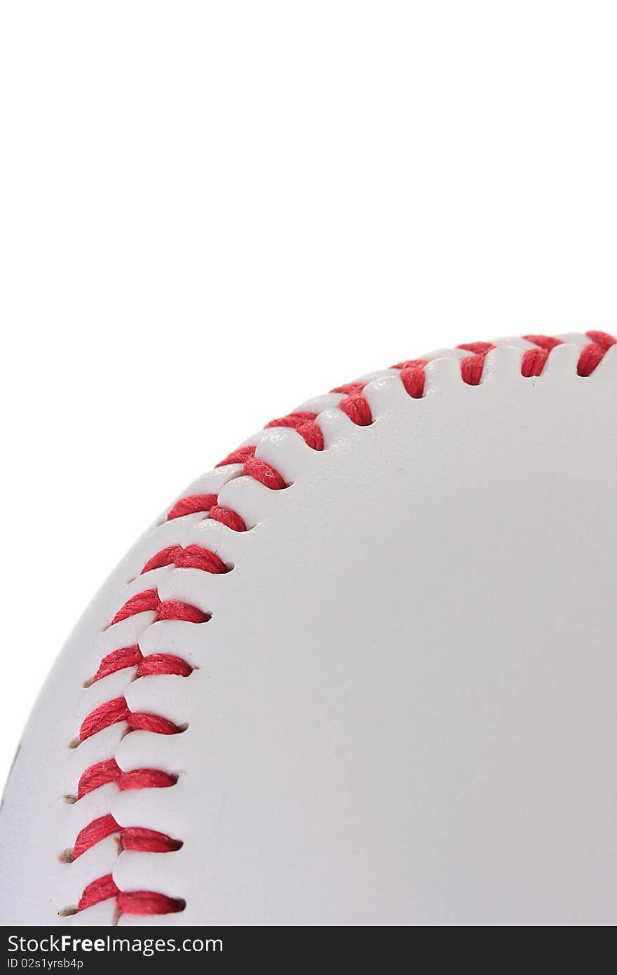 A white baseball with red stitching. Add your text to the background.