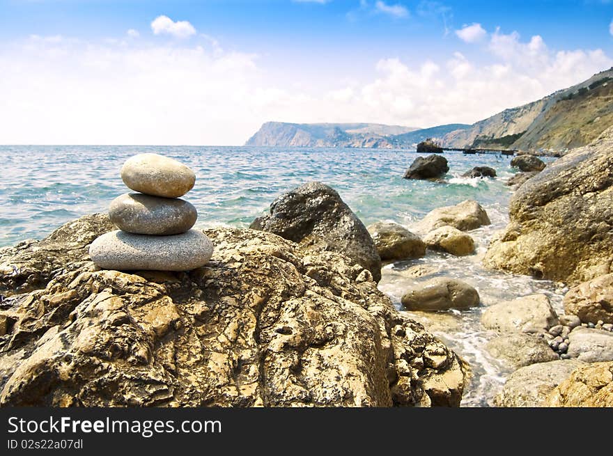 Three stones on the beach. Three stones on the beach