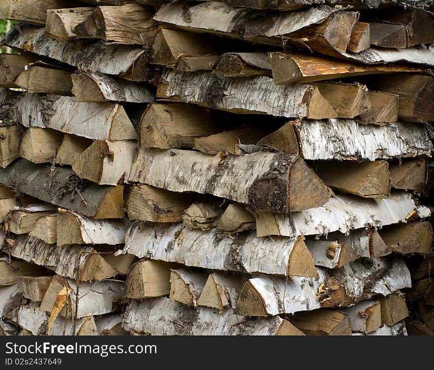 Closeup shot of woodpile of birch fire wood. Closeup shot of woodpile of birch fire wood.