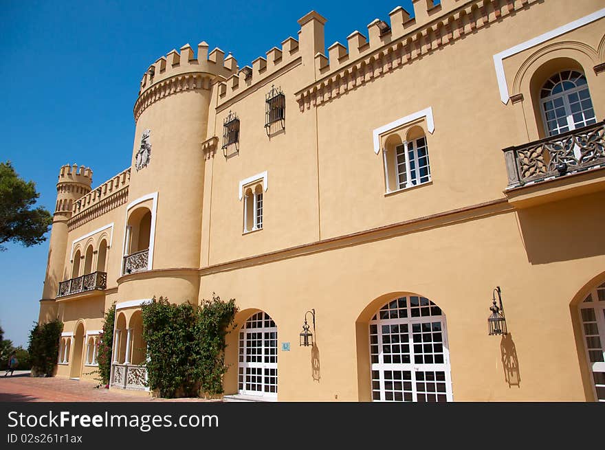 Montecastillo's facade and tower in Sherry