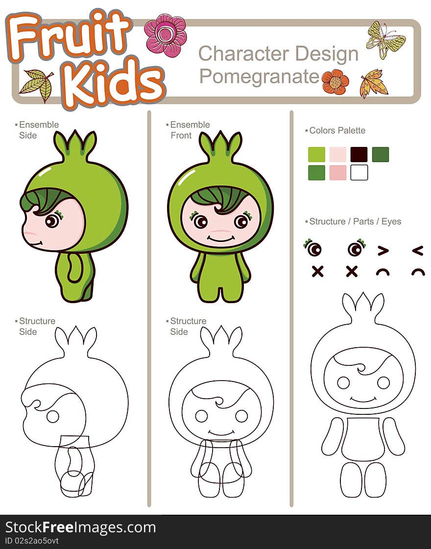 Illustration of Fruit and Vegetable Baby ------ Pomegranate.