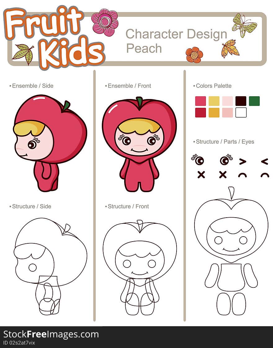 Illustration of Fruit and Vegetable Baby ------ Peach.