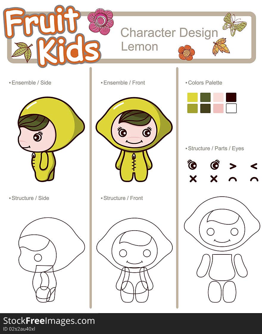 Illustration of Fruit and Vegetable Baby ------ Lemon.