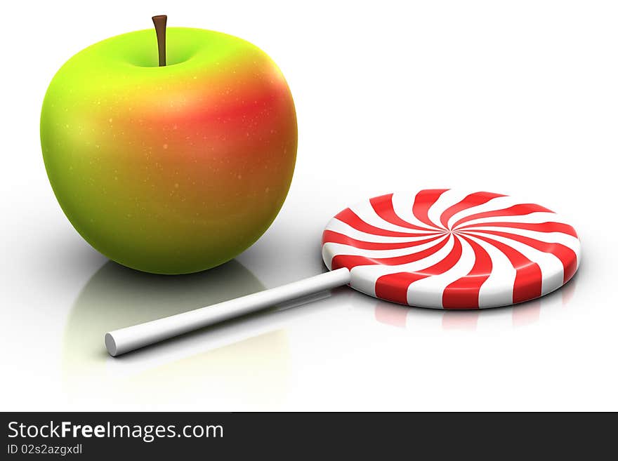 Apple and lollipop