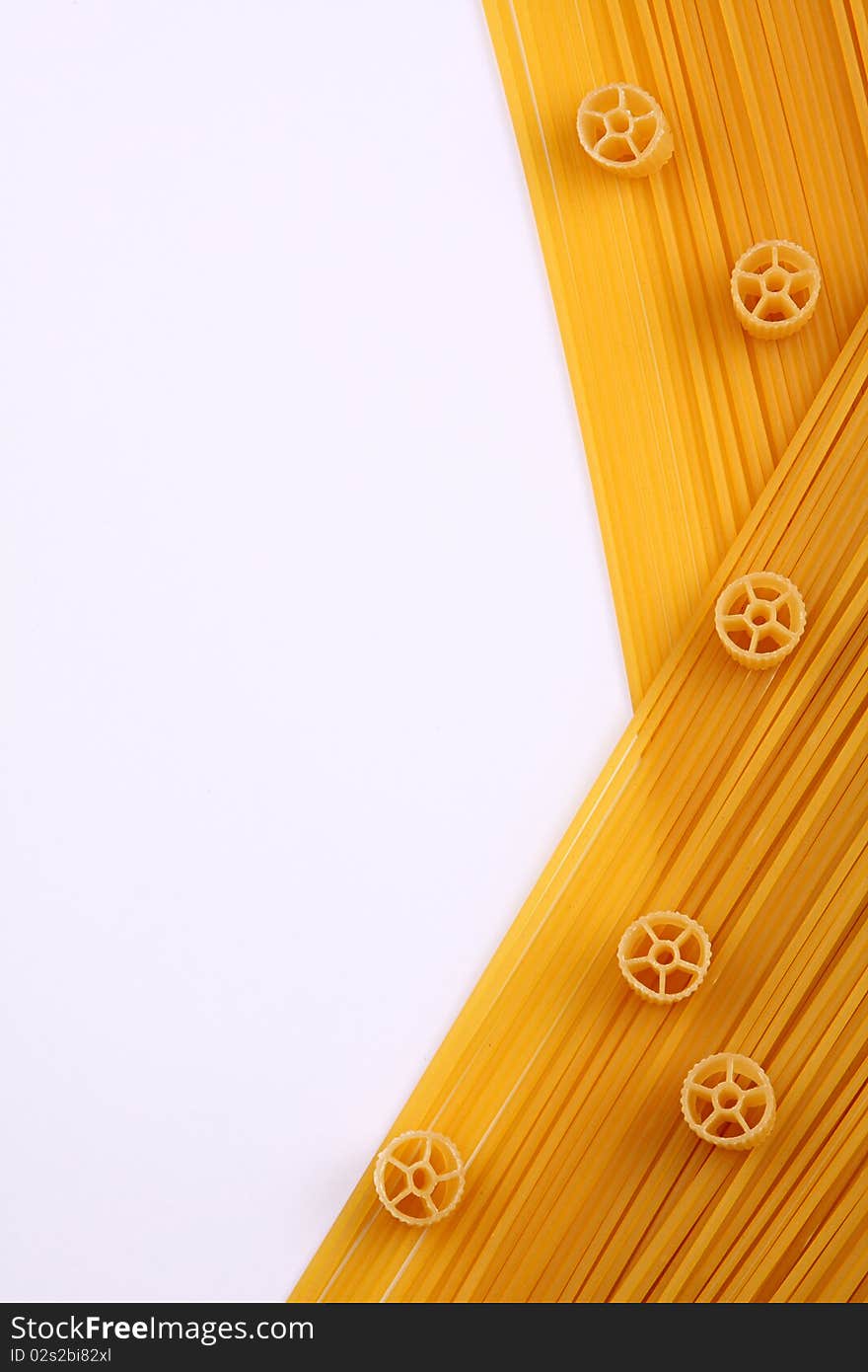 The pastas on white background