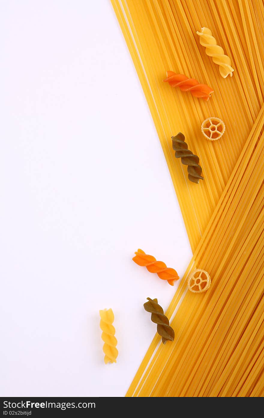 The pastas on white background