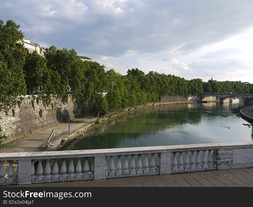 Tiber river in Rome in the summer. Tiber river in Rome in the summer