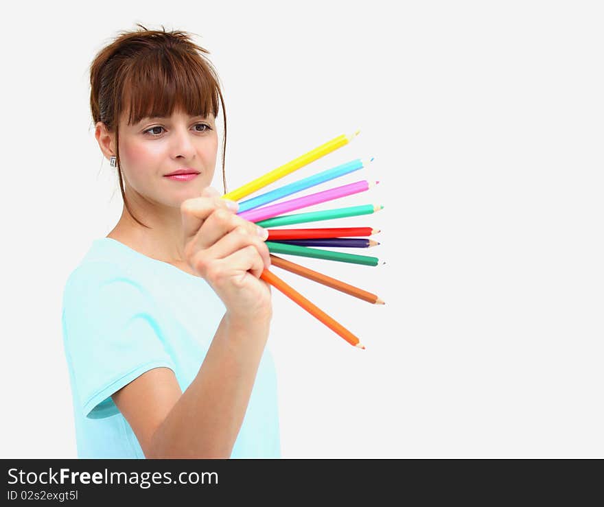 A woman with pencil