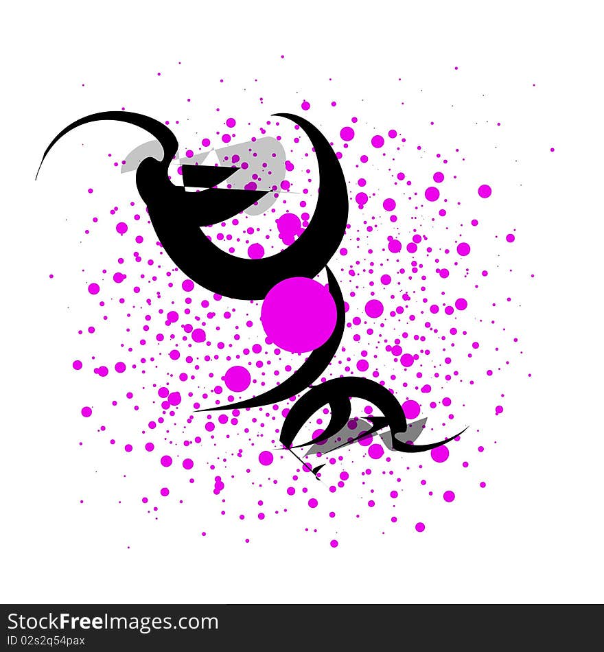 A white background with fluorescent pink dots and grey black design abstract patterns. A white background with fluorescent pink dots and grey black design abstract patterns