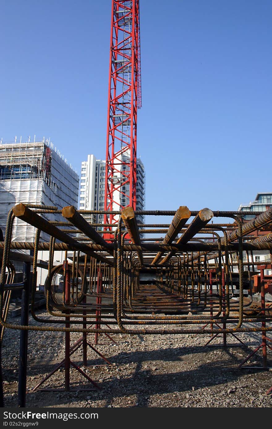 Building materials with heavy duty red in the back ground. On site in the UK. Building materials with heavy duty red in the back ground. On site in the UK