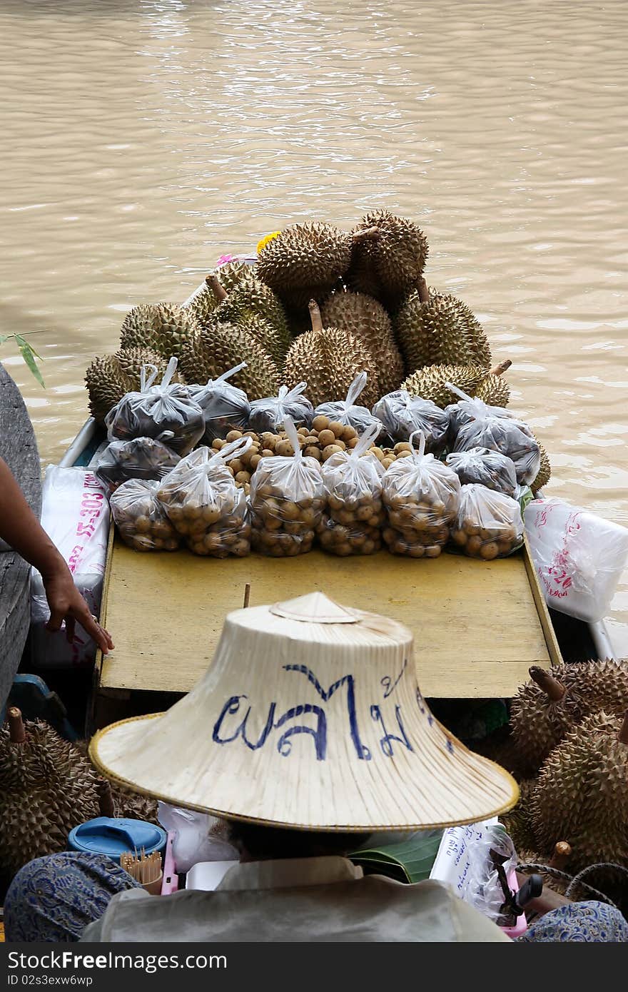 The tropical fruit it's in the floating market.