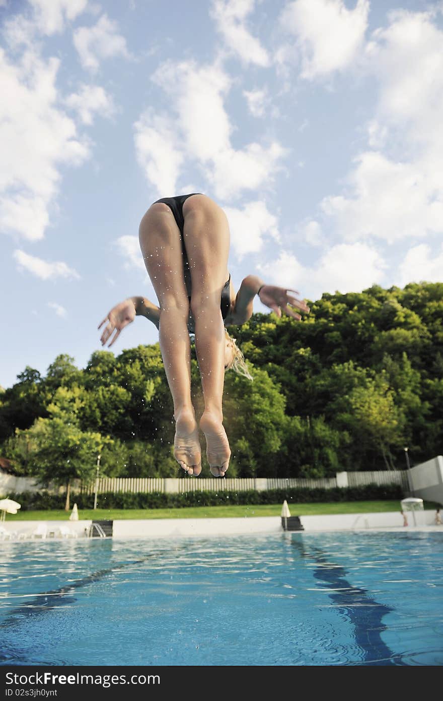 Woman Relax On Swimming Pool