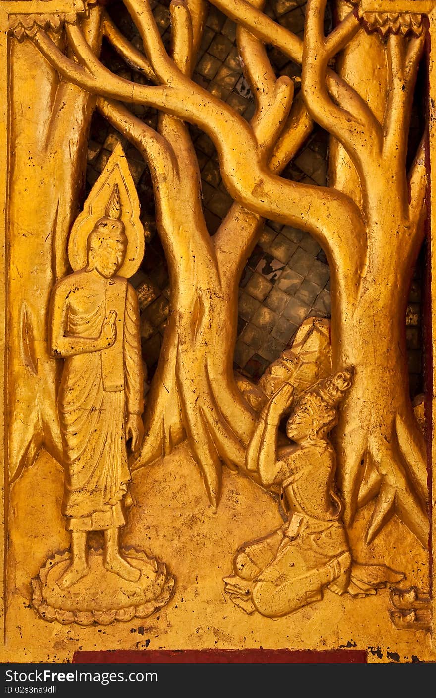 Traditional Thai style wood engraving