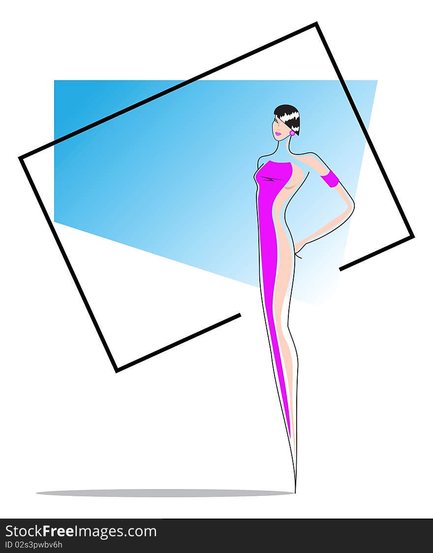 Vector stylized figure of an elegant, sexy young woman in an open dress. Vector stylized figure of an elegant, sexy young woman in an open dress.