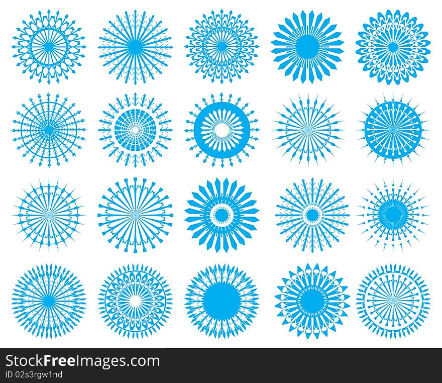 Vector image of a variety of beautiful snowflakes, stars and patterns for festive decoration. Vector image of a variety of beautiful snowflakes, stars and patterns for festive decoration.