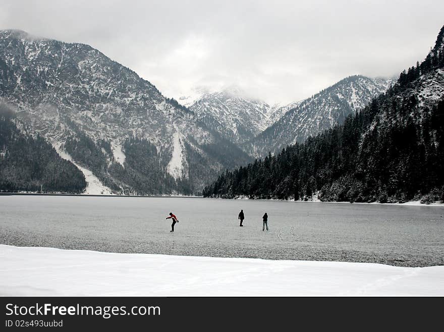 Lake and mountain in alpine