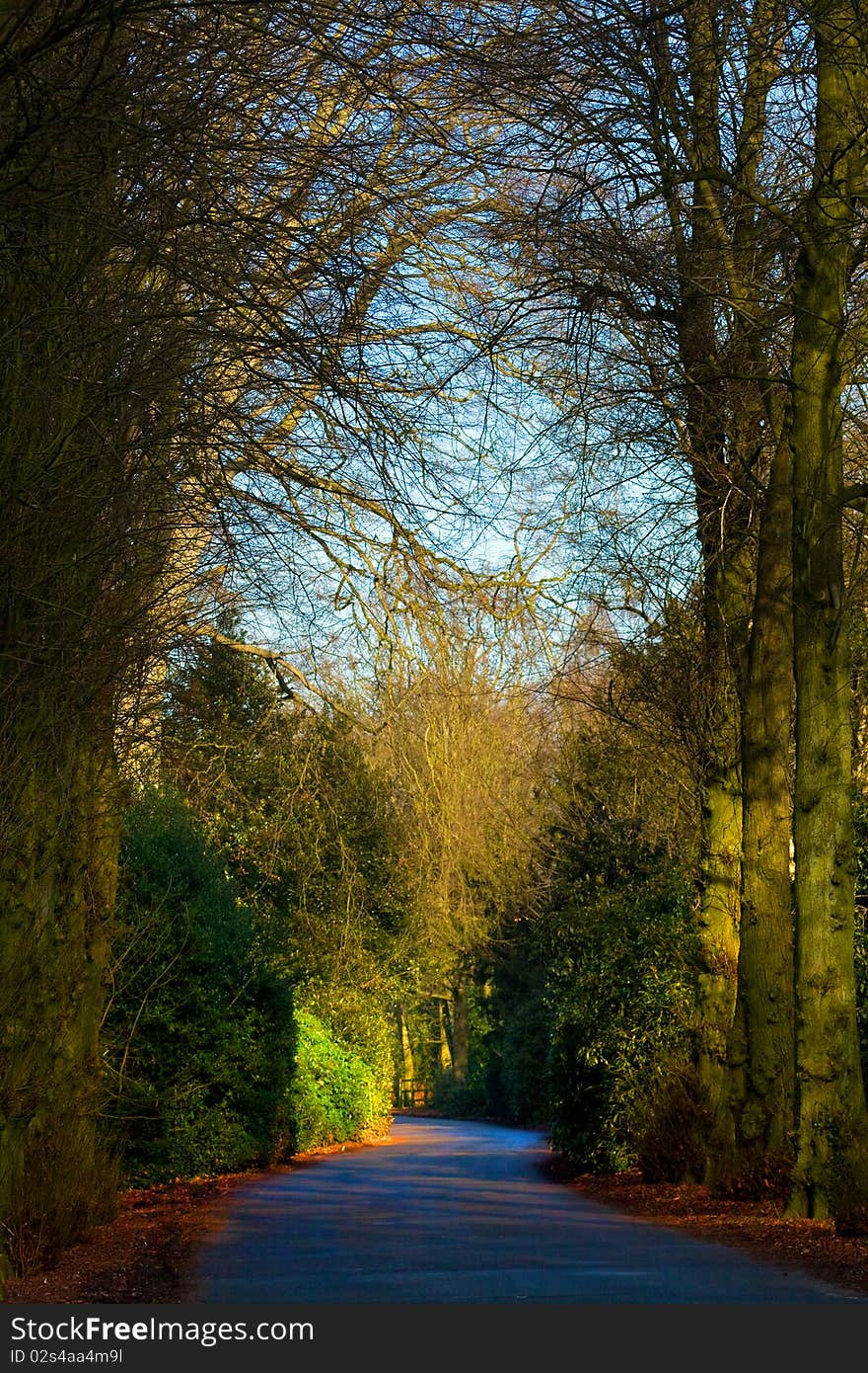 Public highway leading through an old estate. Public highway leading through an old estate