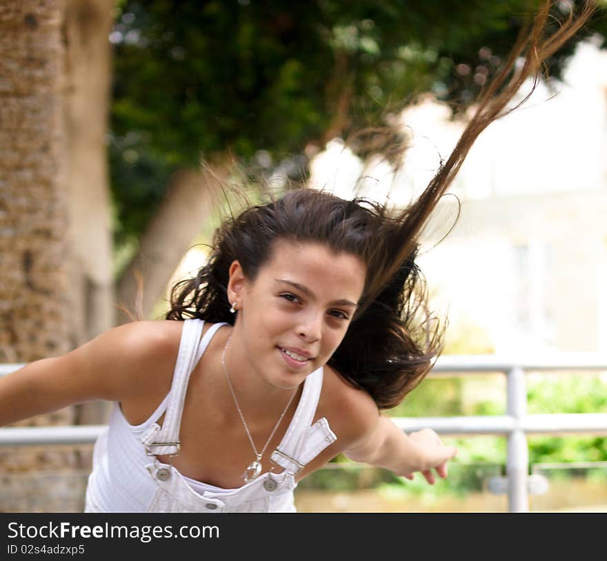 Portrait of a girl with long hair.