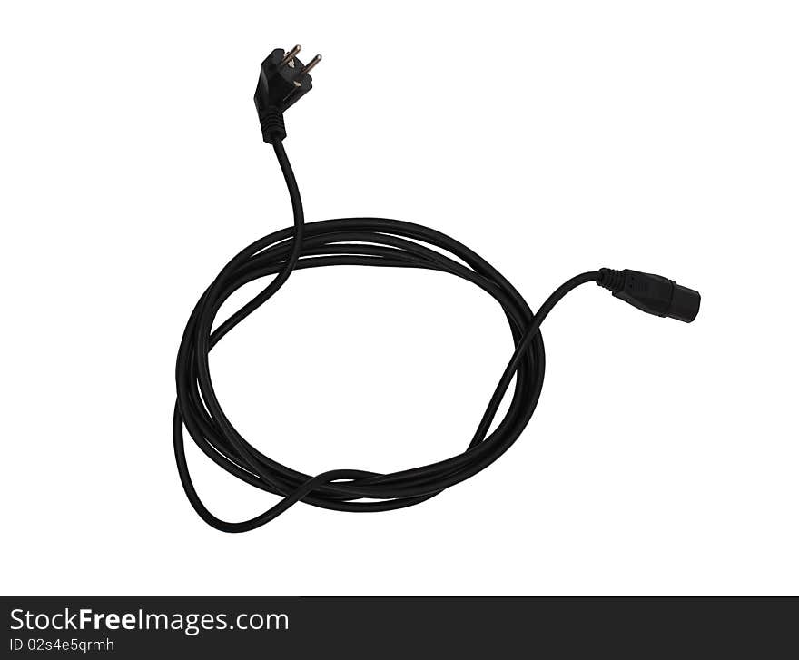 Rolled cable on white background. Rolled cable on white background