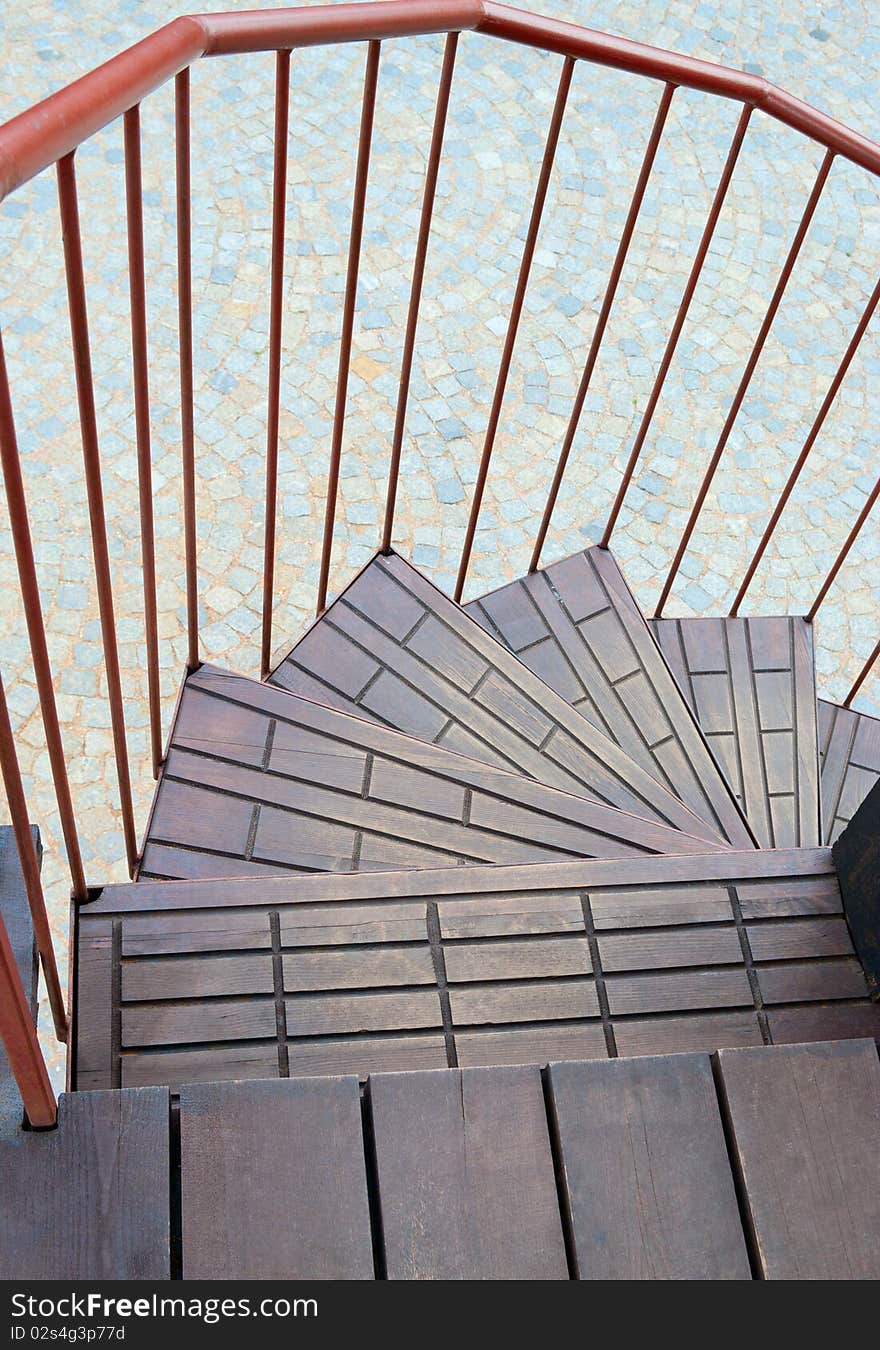 Spiral stairs outdoor, vertical photo. Spiral stairs outdoor, vertical photo.