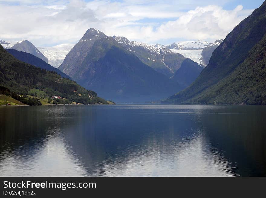 Reflections In Fjaerlandsfjord, Norway