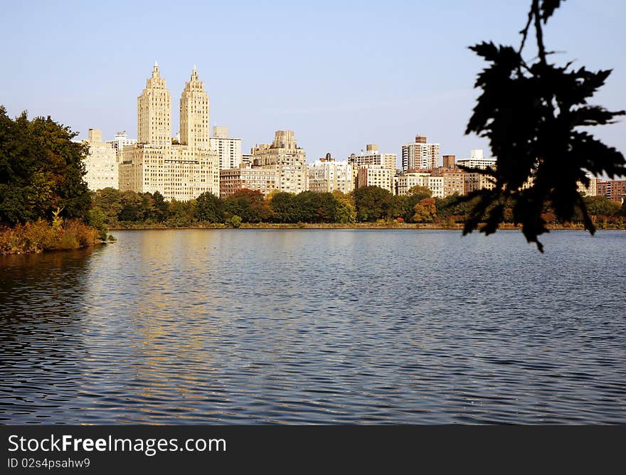 Pond with bridge at Central park in New York. Pond with bridge at Central park in New York