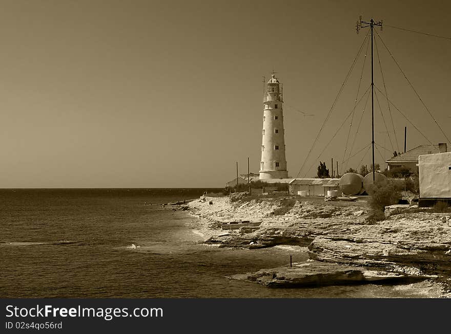 Lighthouse on the cape Tarhankut, Crimea Ukraine