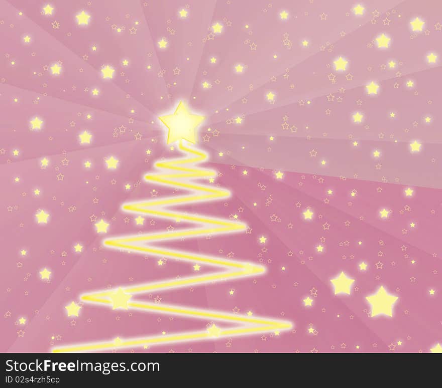 Christmas tree on pink background