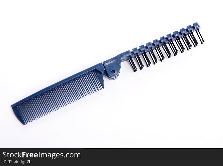 Blue comb on white background,multifunctional,folding,isolated