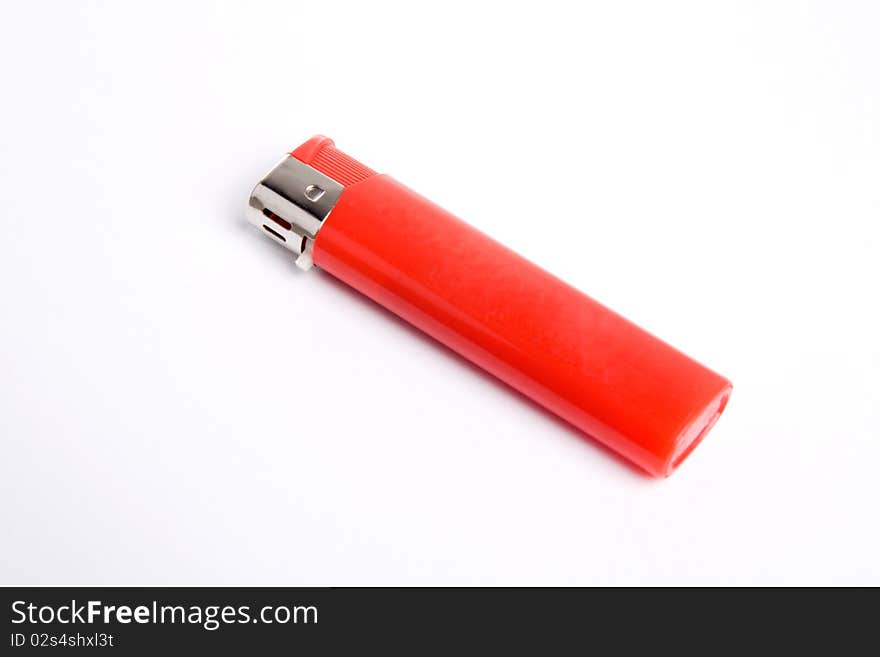 Red lighter on white background