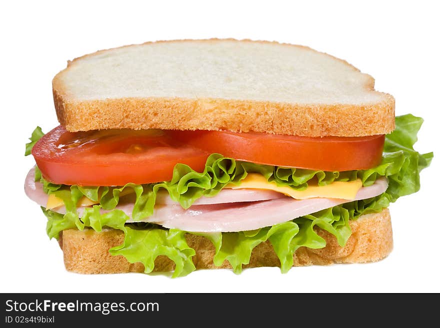 Sandwich with ham and vegetables