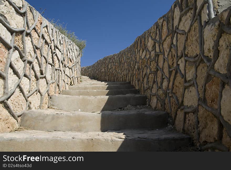 Stairway going up to skyline