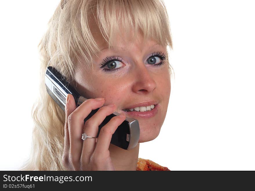 Blond woman phoning