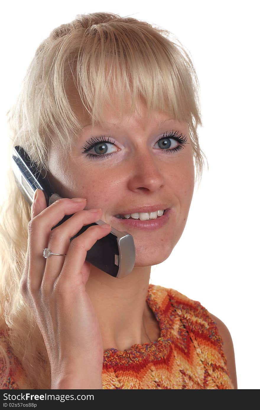 blond woman phoning