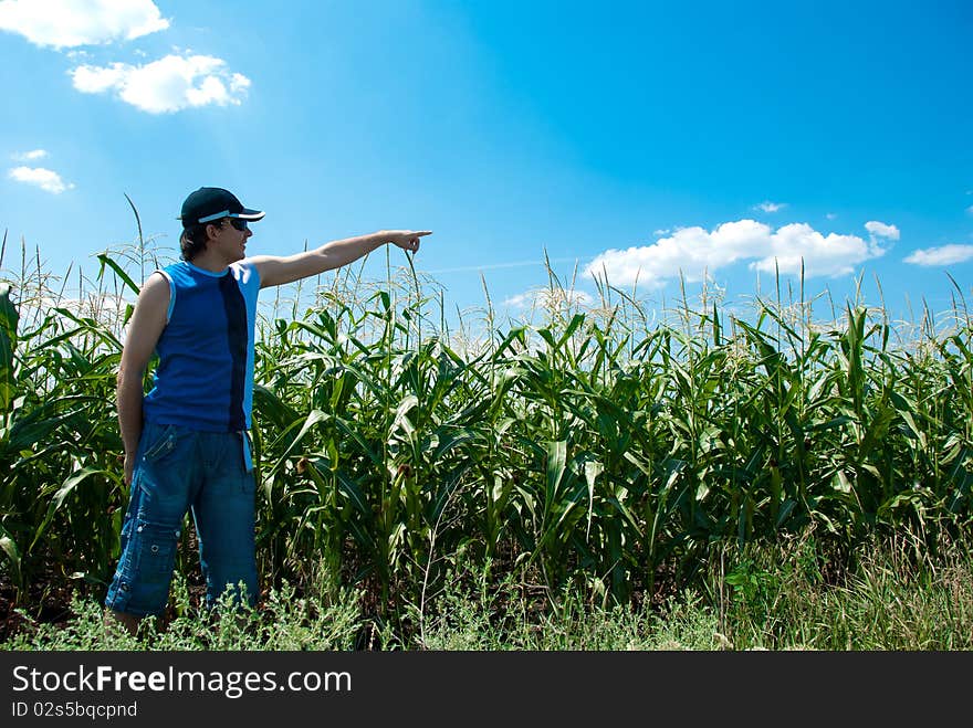 Man looking at the field