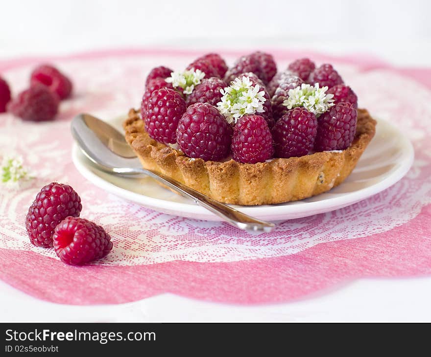 Fresh raspberry tart