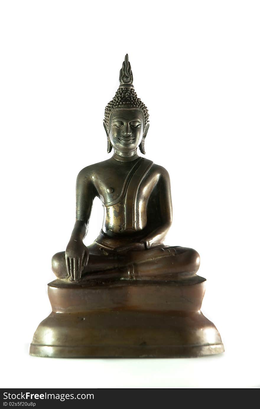 Old buddha on white background