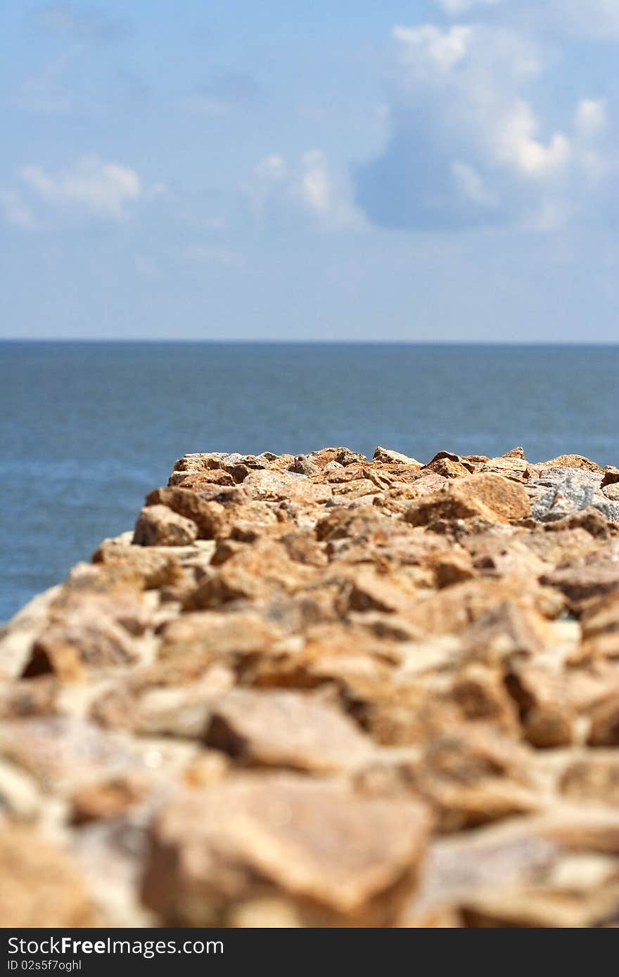 Remains of the restoration of old fortifications on the beach. Remains of the restoration of old fortifications on the beach