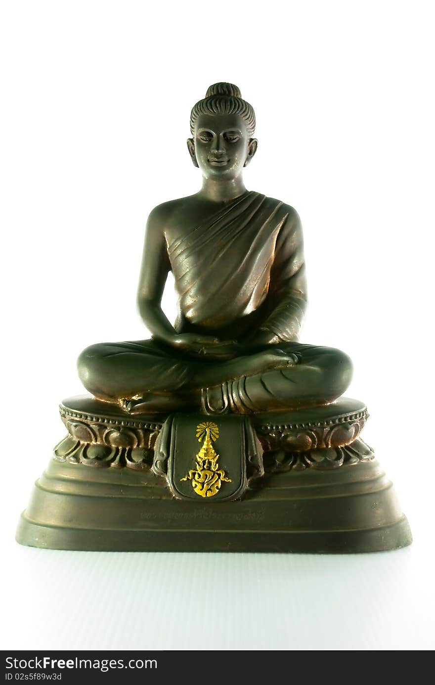 Old Buddha on white background