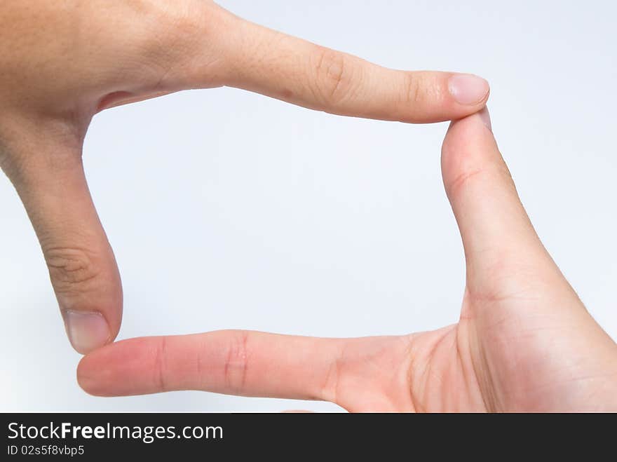 Women finger post as picture frame. Women finger post as picture frame