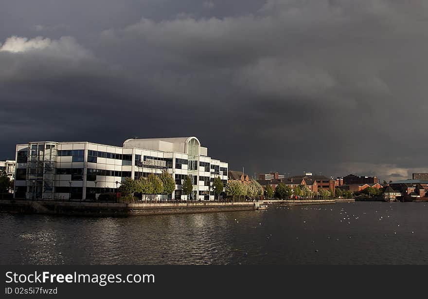 Clear view of the waterfront after a storm. Clear view of the waterfront after a storm