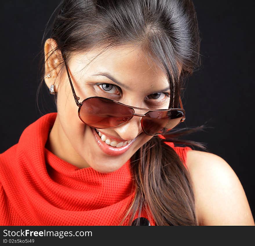 Indian girl with dashing looks in studio.