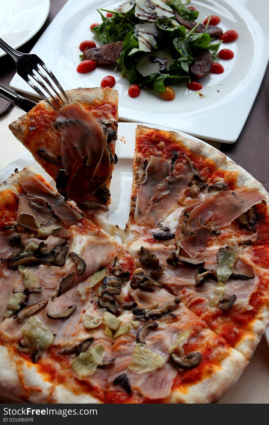 Pizza slim with mushrooms and becon, nice for party :). Pizza slim with mushrooms and becon, nice for party :)