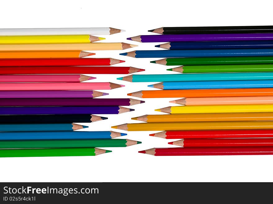 Color pencils isolated on white background