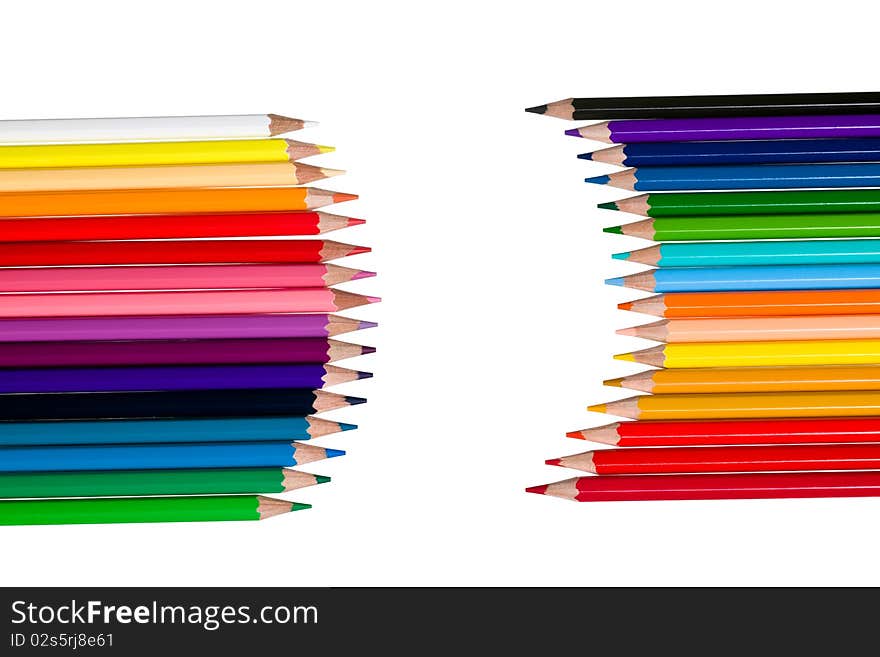 Color pencils isolated on white background