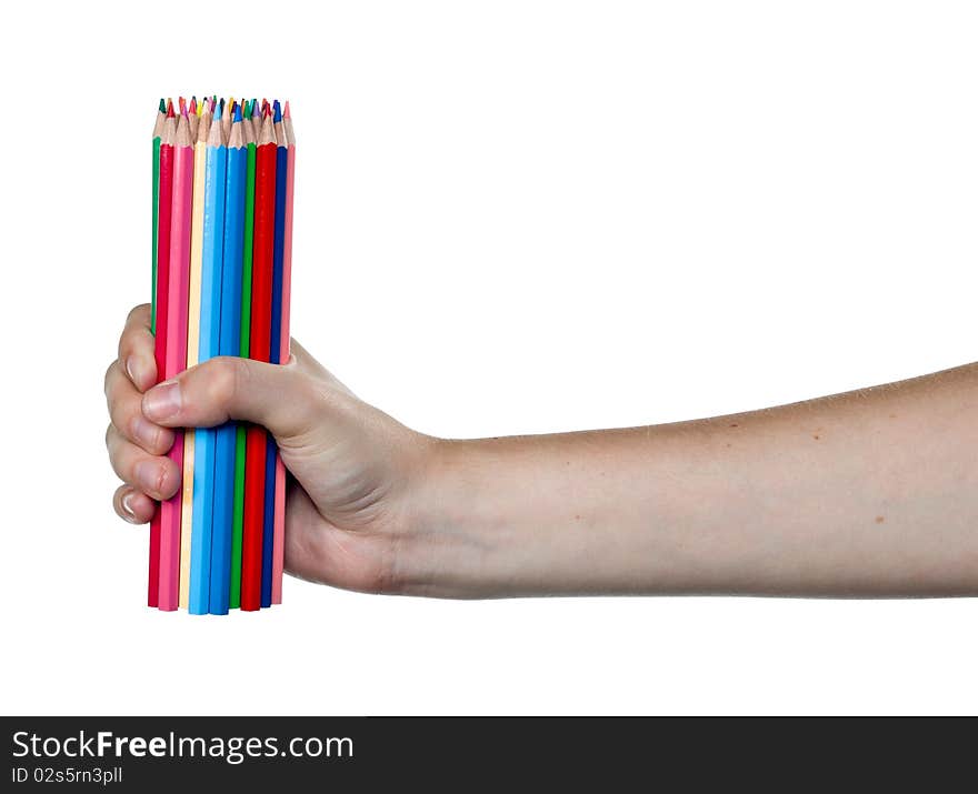 Color Pencils In Hand