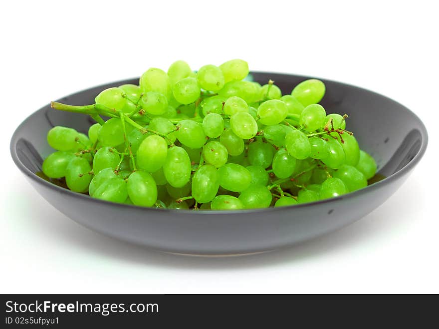 Green vine on a black dish. Green vine on a black dish