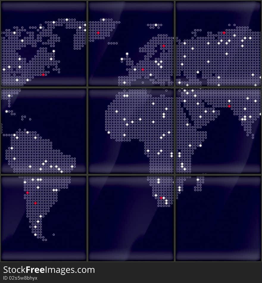 Computer generated world screen map