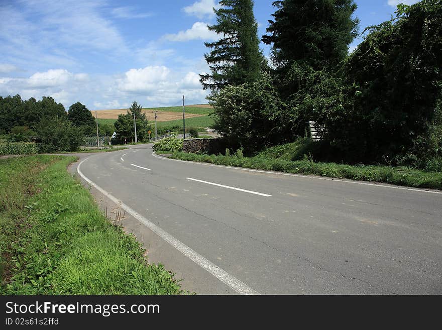 Driving Road at Biei in Summer