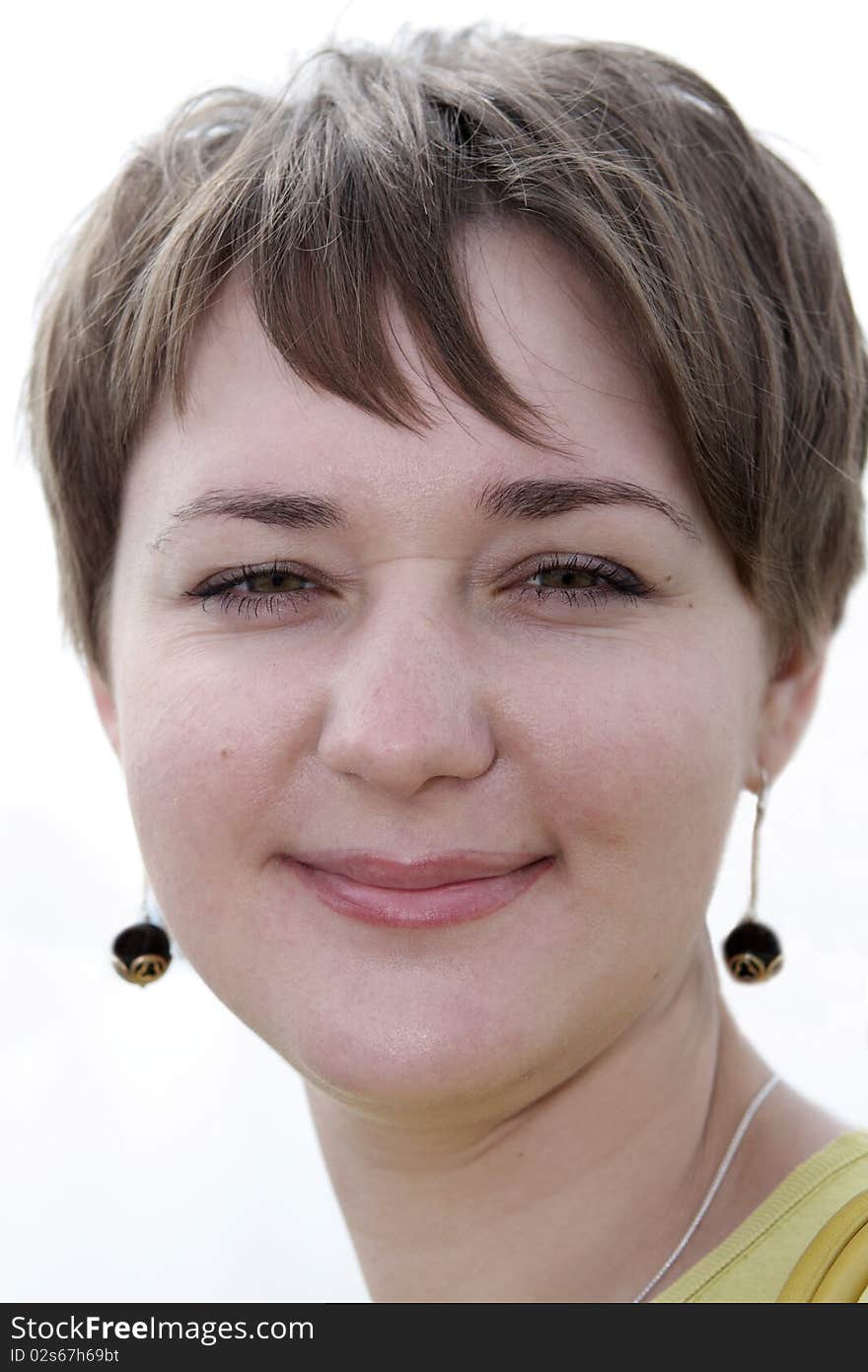 Smiley young brunette girl with short hair. Smiley young brunette girl with short hair